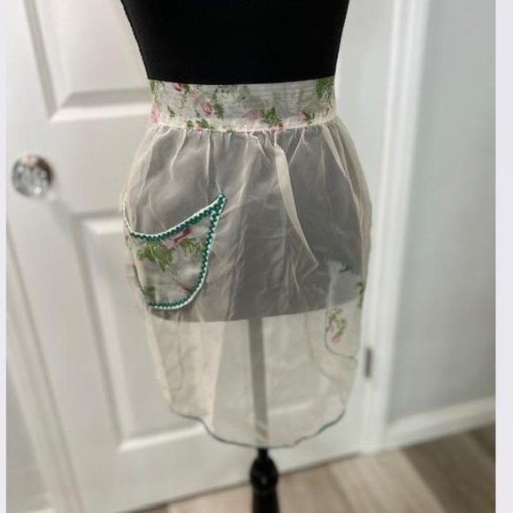 vintage Other - Vintage Apron - Floral detail, Sheer with a Pocket - Ties in the back